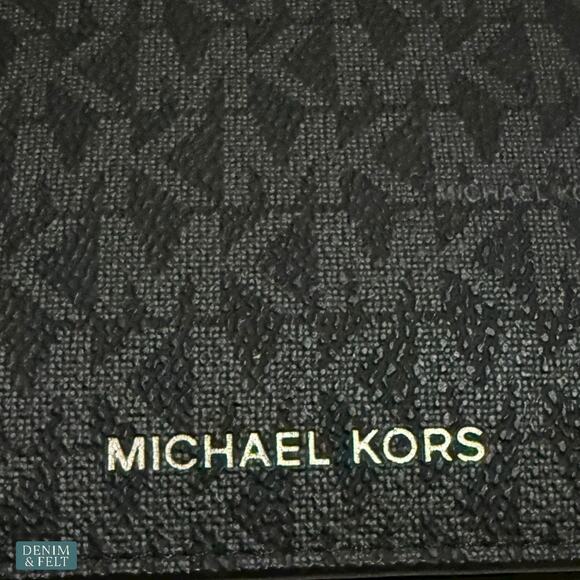 Michael Kors Cooper Billfold Wallet w/ Passcase Black MK Logo Print NWT $178 - Picture 7 of 10